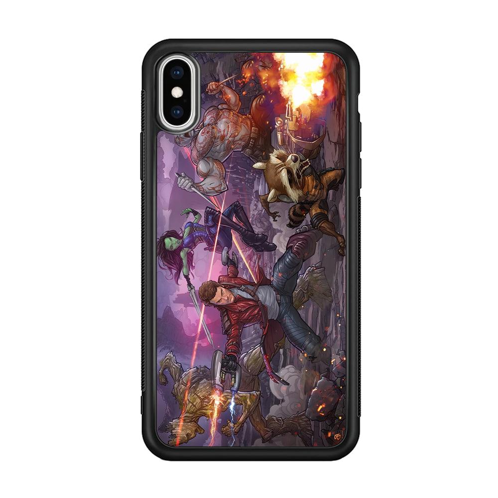 Guardians of The Galaxy Power of Squad iPhone Xs Max Case-Rubber Black (2D Case)-Oxvistore