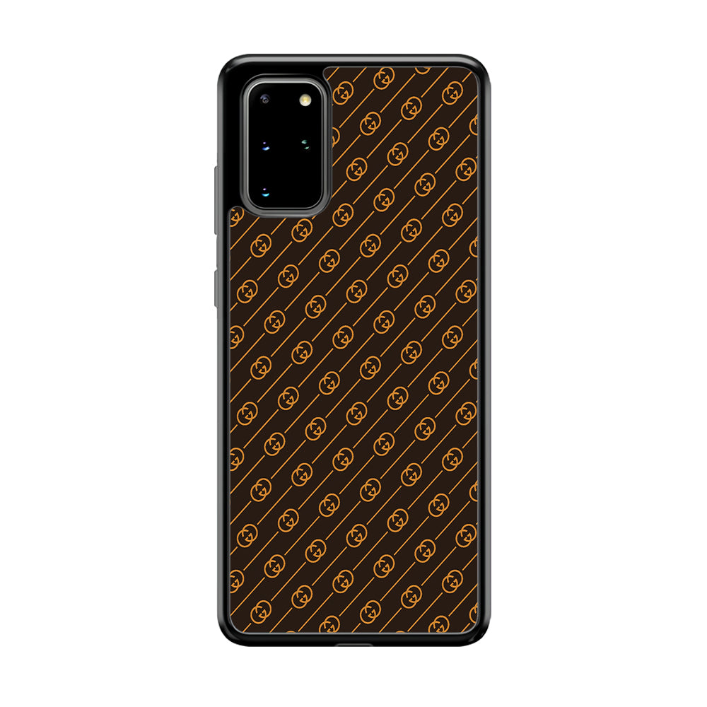 Gucci Brown Pattern Samsung Galaxy S20 Plus Case-Rubber Black (2D Case)-Oxvistore