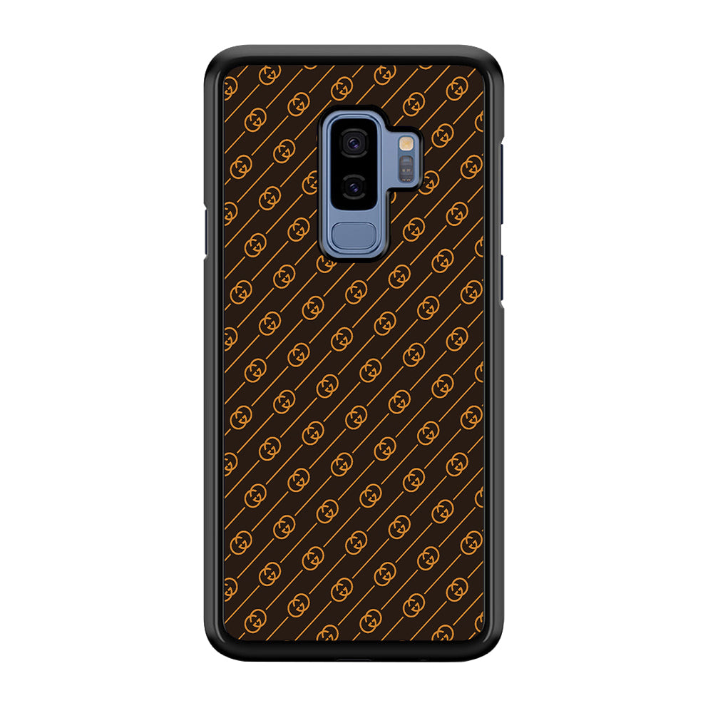 Gucci Brown Pattern Samsung Galaxy S9 Plus Case-Rubber Black (2D Case)-Oxvistore