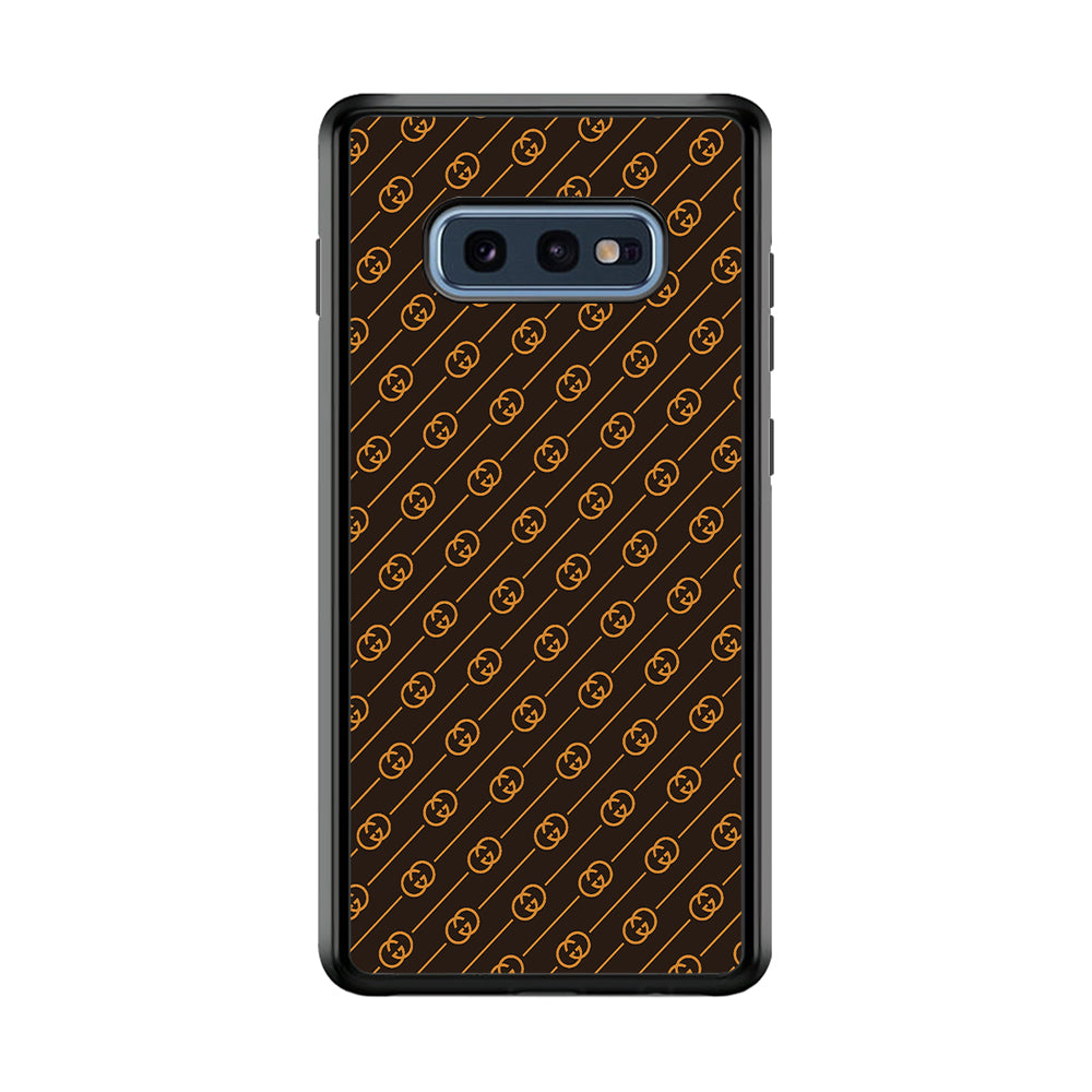 Gucci Brown Pattern Samsung Galaxy S10E Case-Rubber Black (2D Case)-Oxvistore