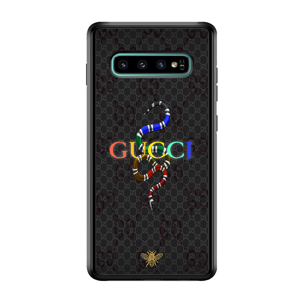 Gucci Colorful Logo Style Samsung Galaxy S10 Case-Rubber Black (2D Case)-Oxvistore
