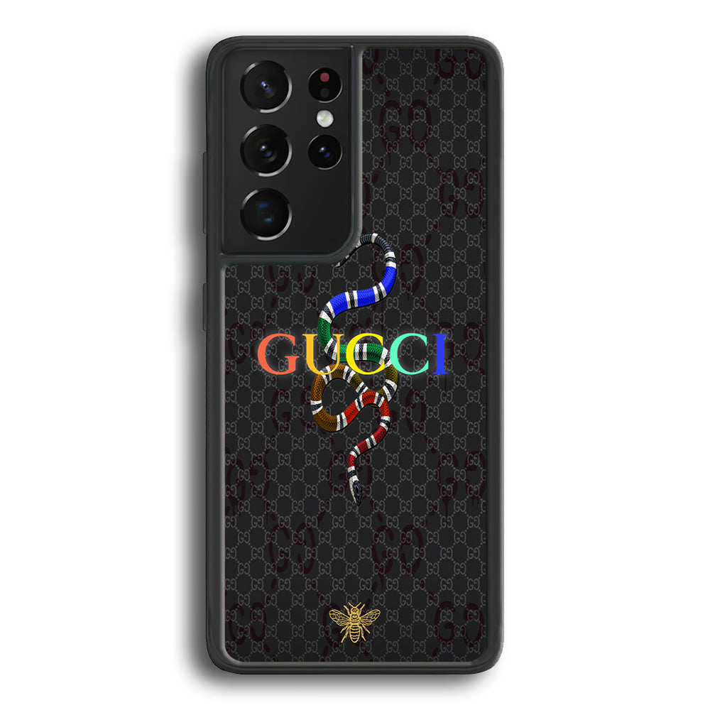 Gucci Colorful Logo Style Samsung Galaxy S23 Ultra Case-Rubber Black (2D Case)-Oxvistore