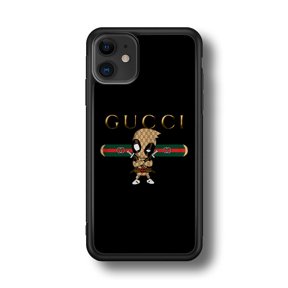Gucci Deadpool Style iPhone 12 Case-Rubber Black (2D Case)-Oxvistore
