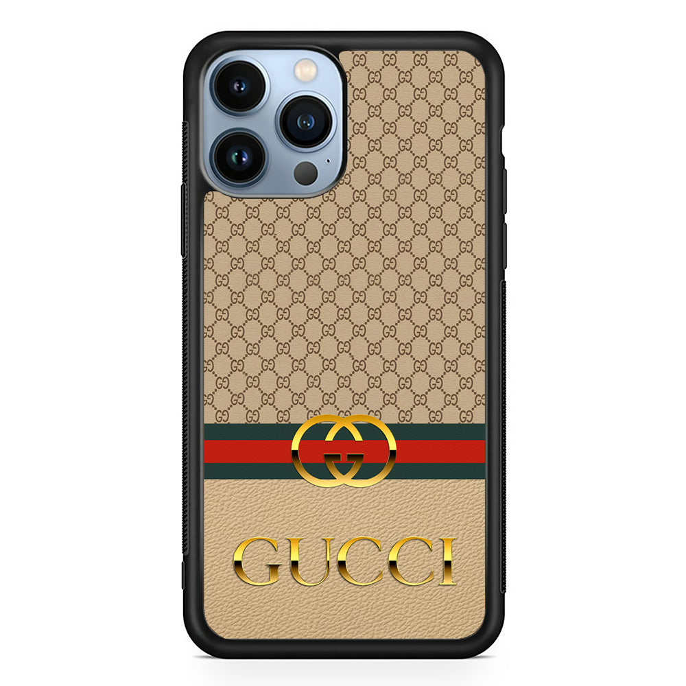 Gucci Gold Clasp iPhone 13 Pro Case-Rubber Black (2D Case)-Oxvistore