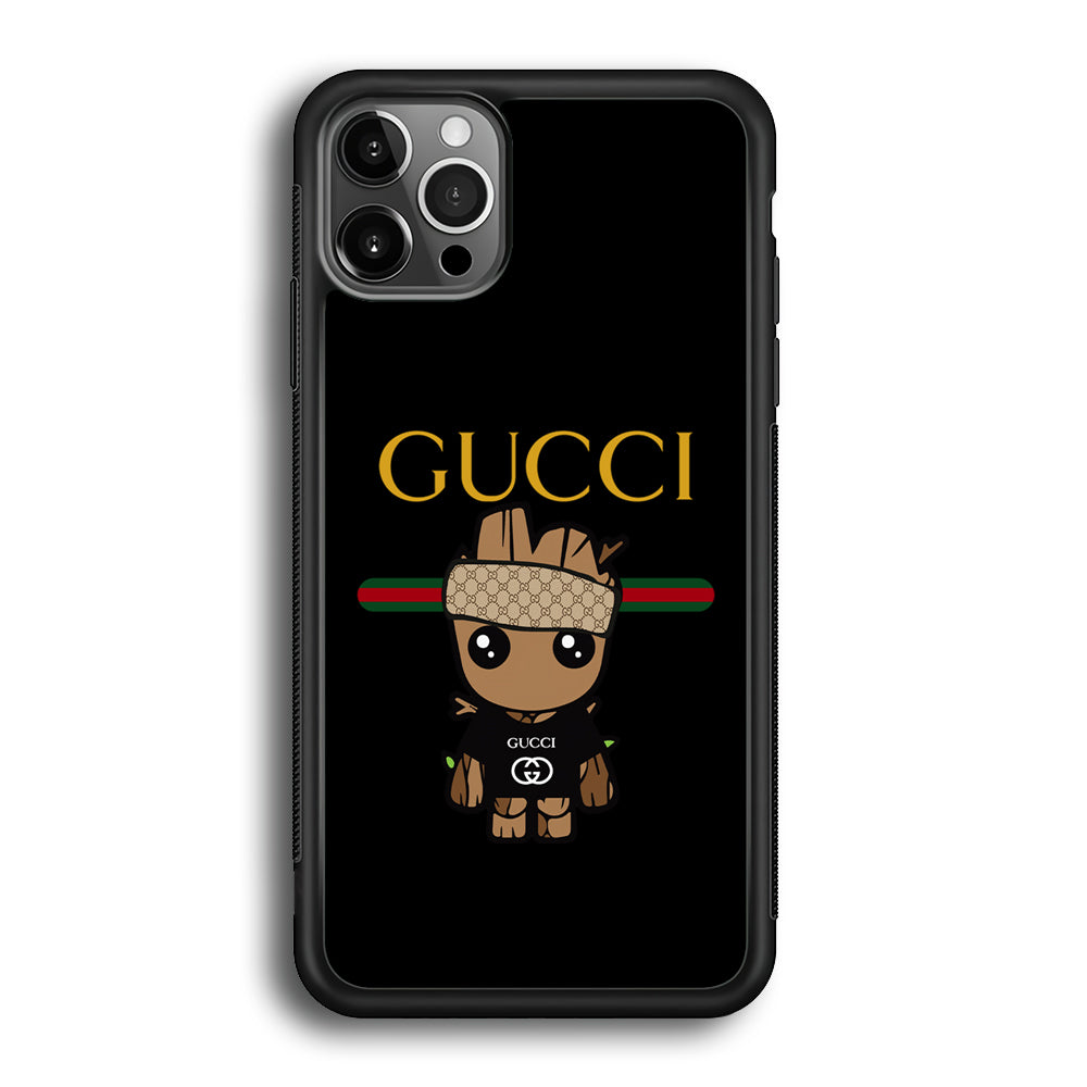 Gucci Groot Dope iPhone 12 Pro Case-Rubber Black (2D Case)-Oxvistore