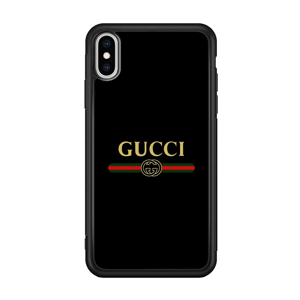 Gucci Logo Black iPhone Xs Case-Rubber White (2D Case)-Oxvistore