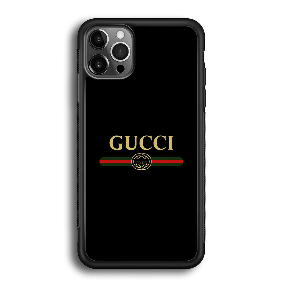 Gucci Logo Black iPhone 12 Pro Max Case-Rubber Black (2D Case)-Oxvistore