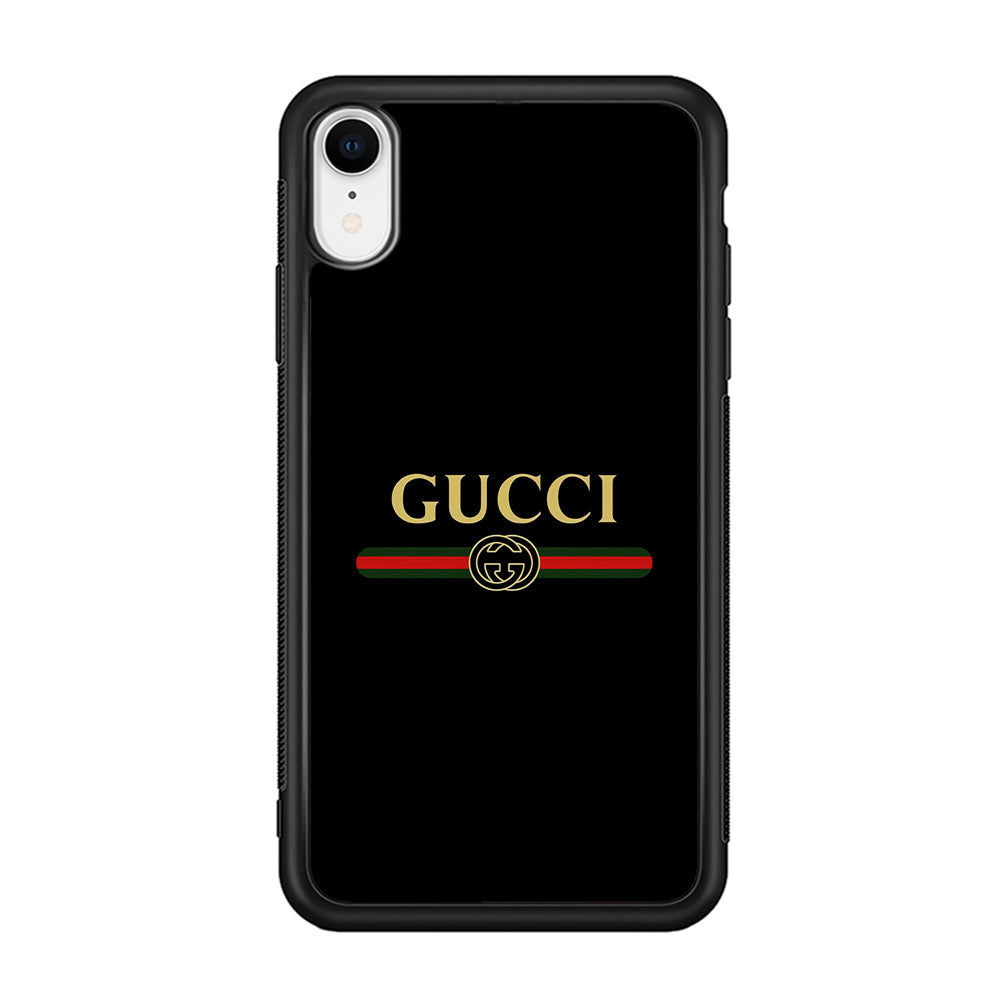 Gucci Logo Black iPhone XR Case-Rubber White (2D Case)-Oxvistore