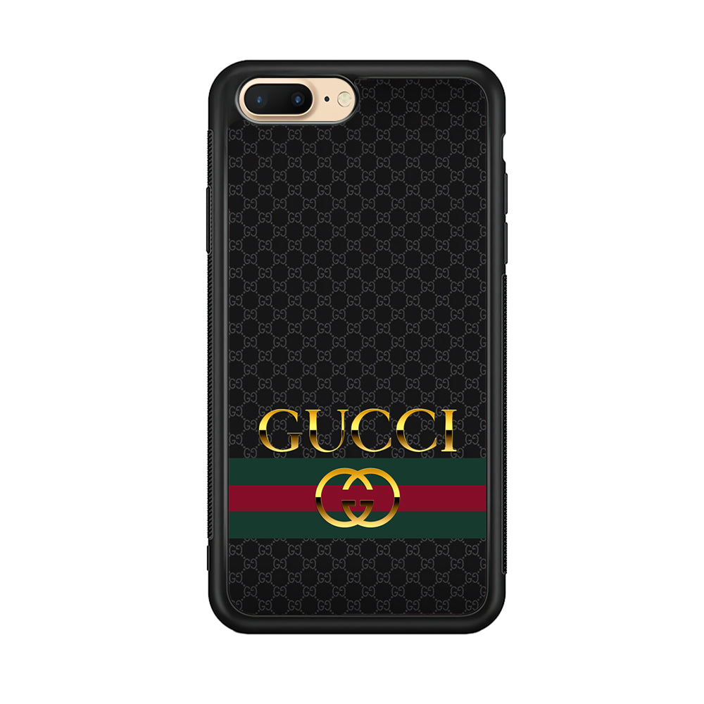 Gucci Luxury Pattern iPhone 7 Plus Case-Rubber Black (2D Case)-Oxvistore