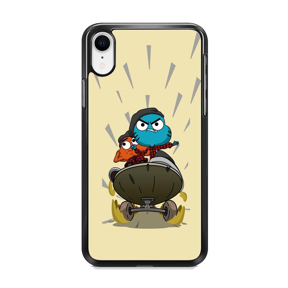 umall And Darwin Playing Skate iPhone XR Case-Rubber Black (2D Case)-Oxvistore