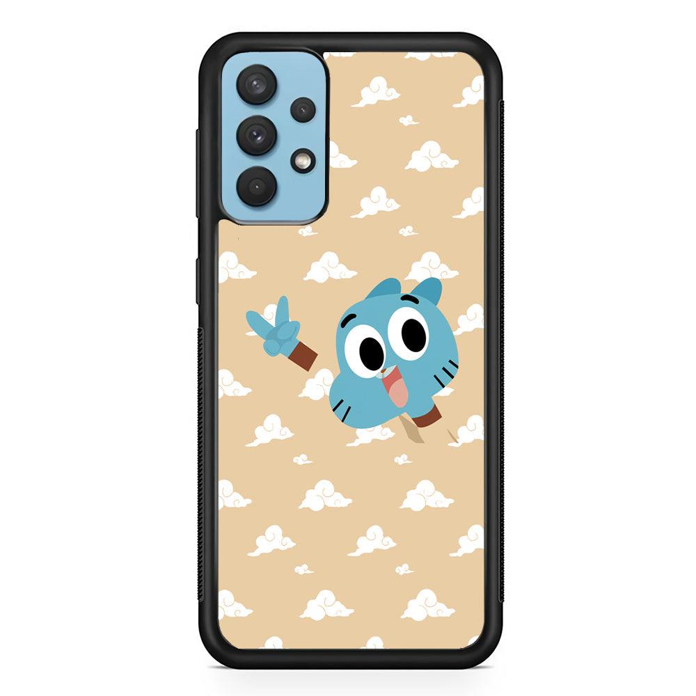 Gumball Peace Hands Samsung Galaxy A32 Case-Rubber Black (2D Case)-Oxvistore