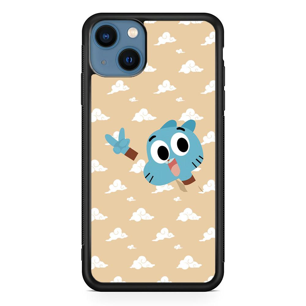 Gumball Peace Hands iPhone 14 Case-Rubber Black (2D Case)-Oxvistore