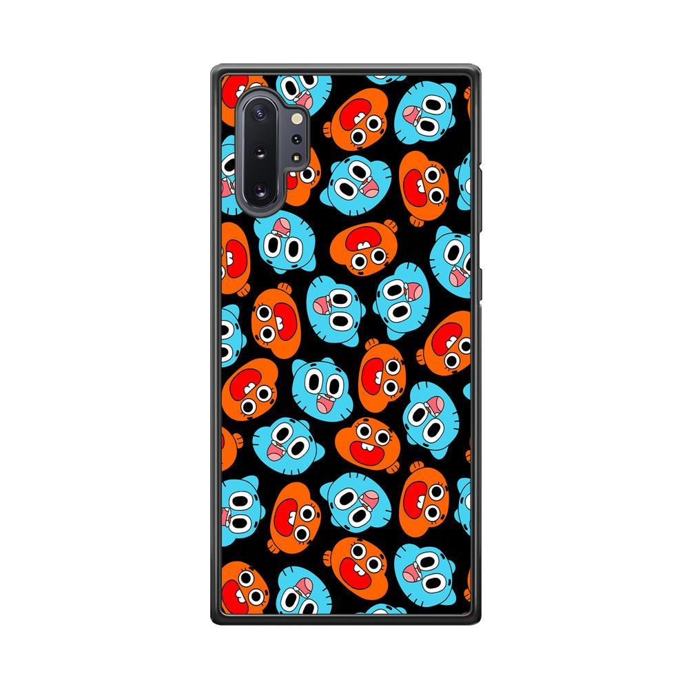 Gumball Sibling Patern of Face Samsung Galaxy Note 10 Plus Case-Rubber Black (2D Case)-Oxvistore
