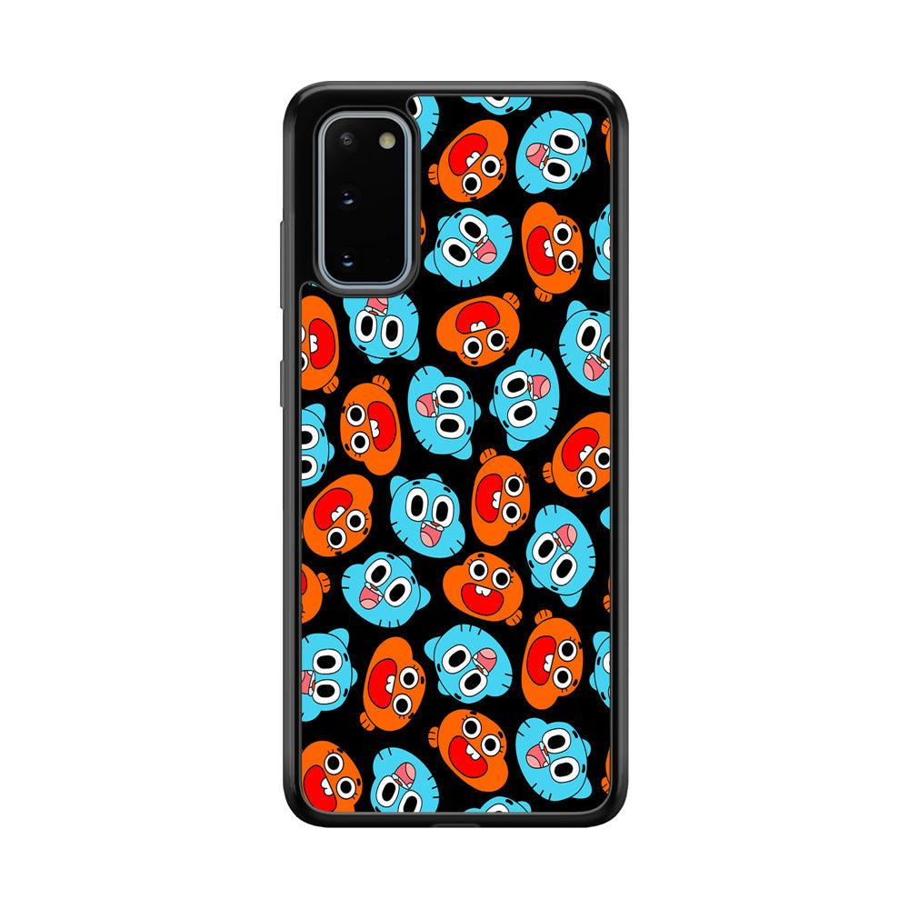 Gumball Sibling Patern of Face Samsung Galaxy S20 Case-Rubber Black (2D Case)-Oxvistore