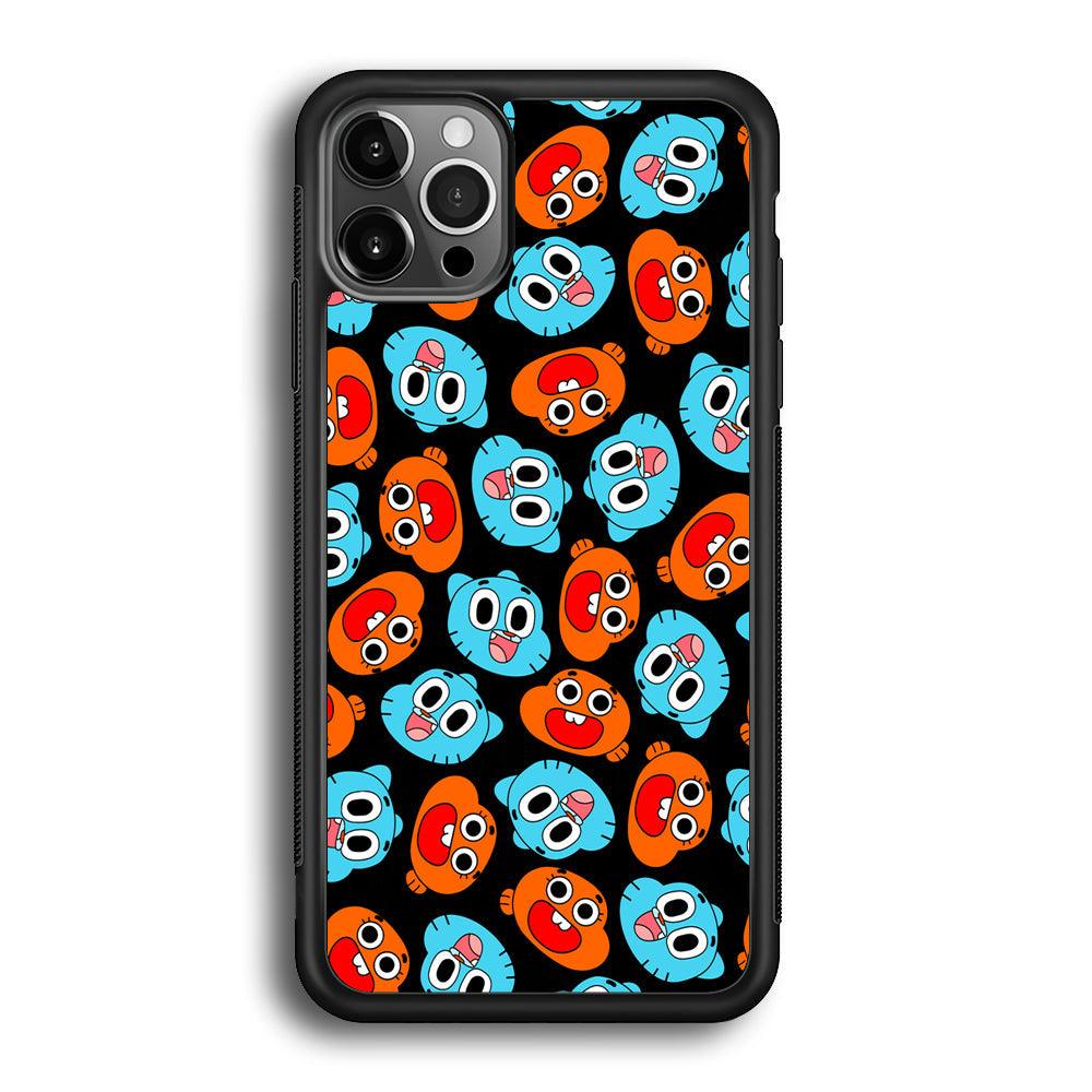Gumball Sibling Patern of Face iPhone 12 Pro Case-Rubber Black (2D Case)-Oxvistore