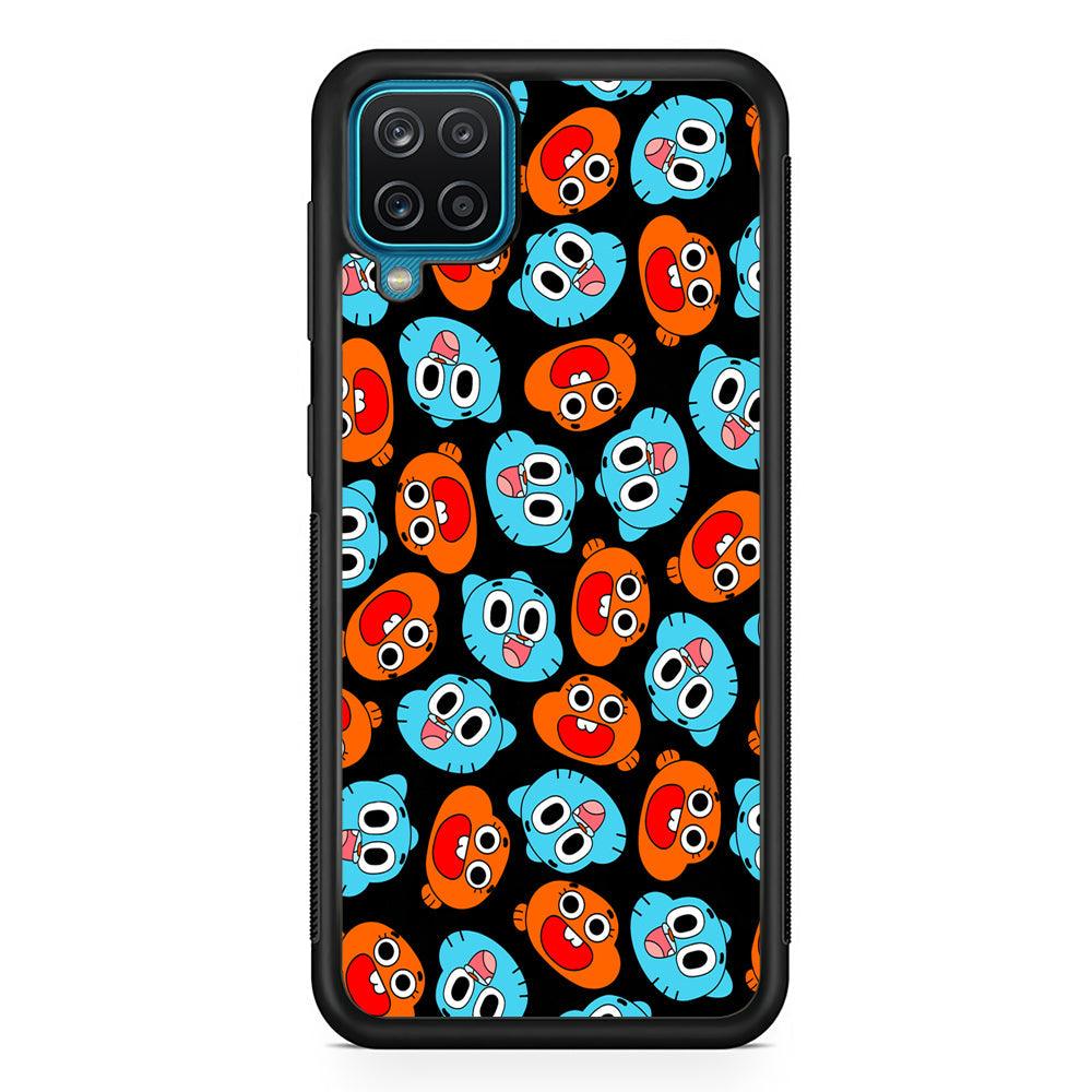 Gumball Sibling Patern of Face Samsung Galaxy A12 Case-Rubber Black (2D Case)-Oxvistore