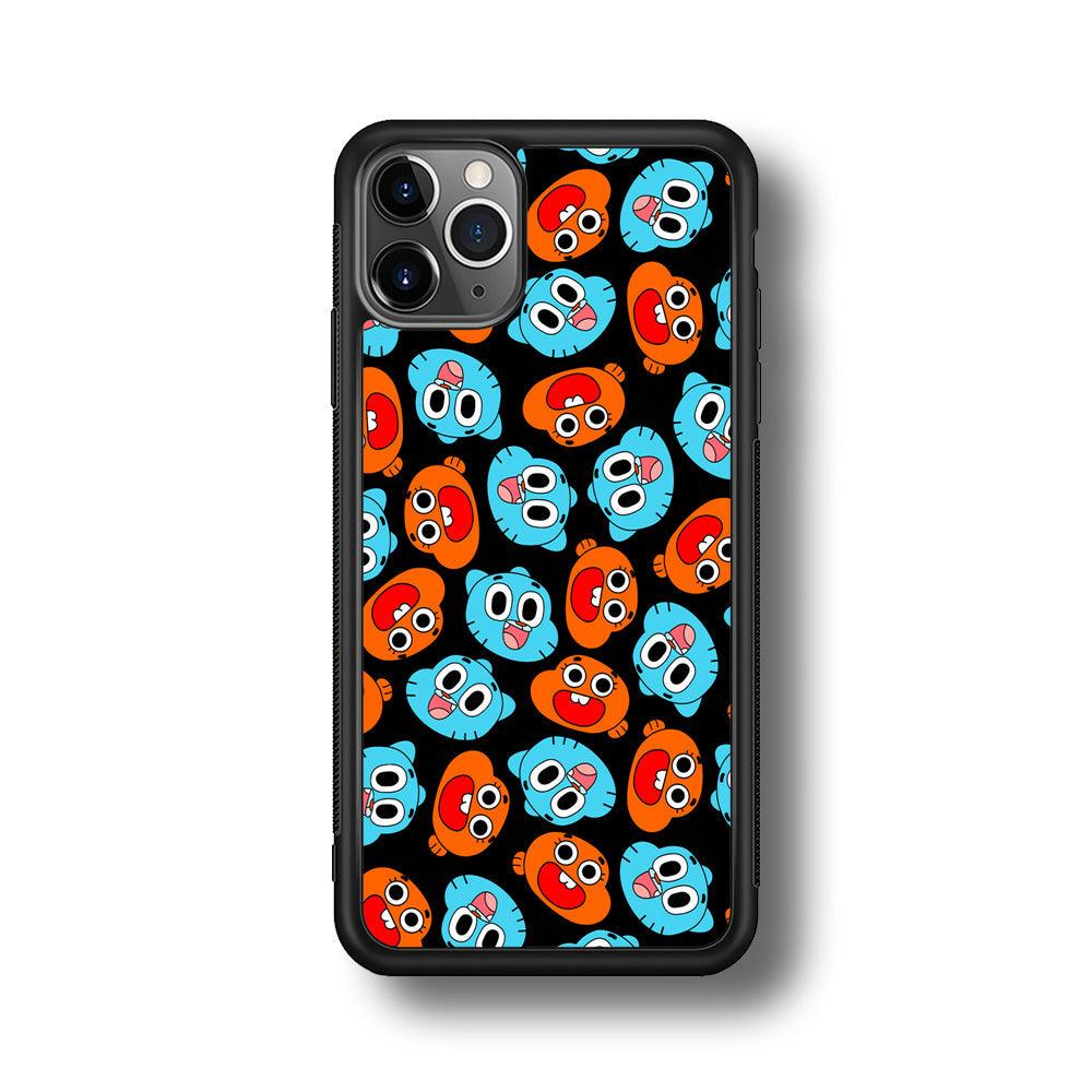 Gumball Sibling Patern of Face iPhone 11 Pro Max Case-Rubber Black (2D Case)-Oxvistore