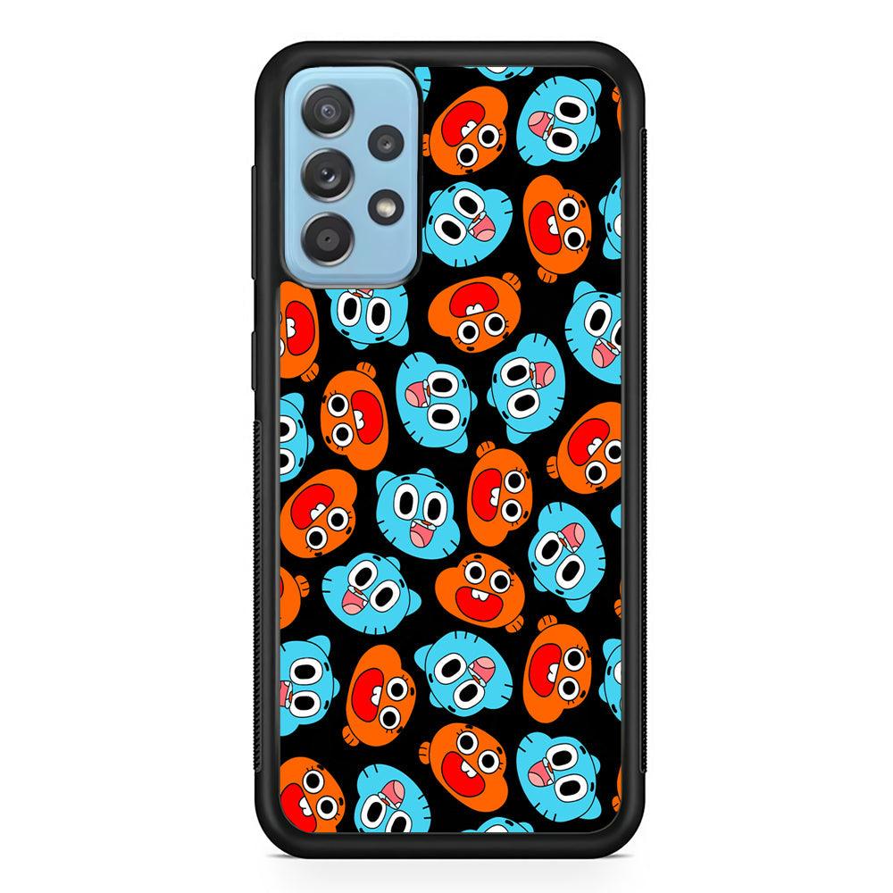 Gumball Sibling Patern of Face Samsung Galaxy A52 Case-Rubber Black (2D Case)-Oxvistore