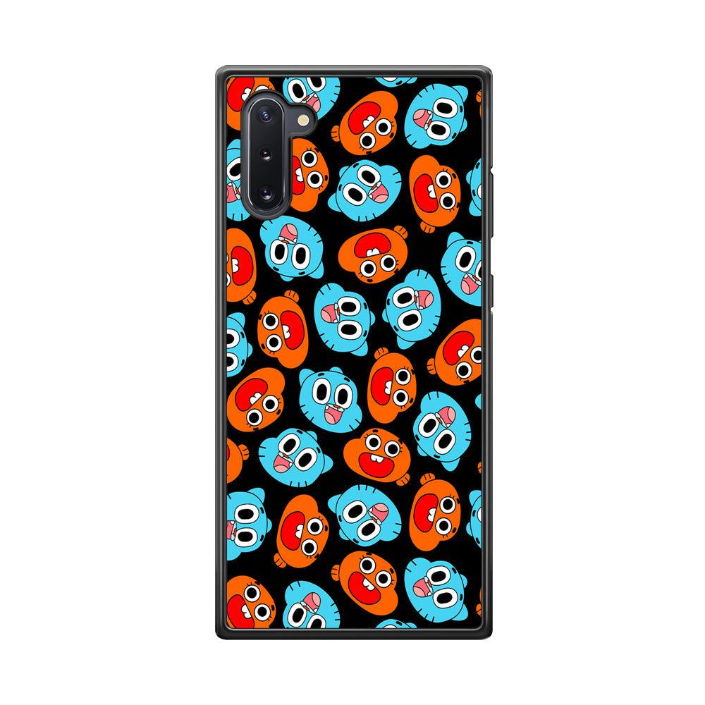 Gumball Sibling Patern of Face Samsung Galaxy Note 10 Case-Rubber Black (2D Case)-Oxvistore