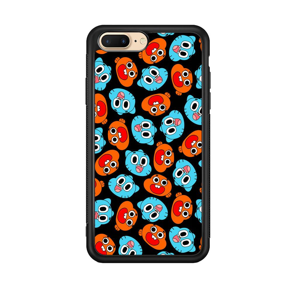 Gumball Sibling Patern of Face iPhone 7 Plus Case-Rubber Black (2D Case)-Oxvistore