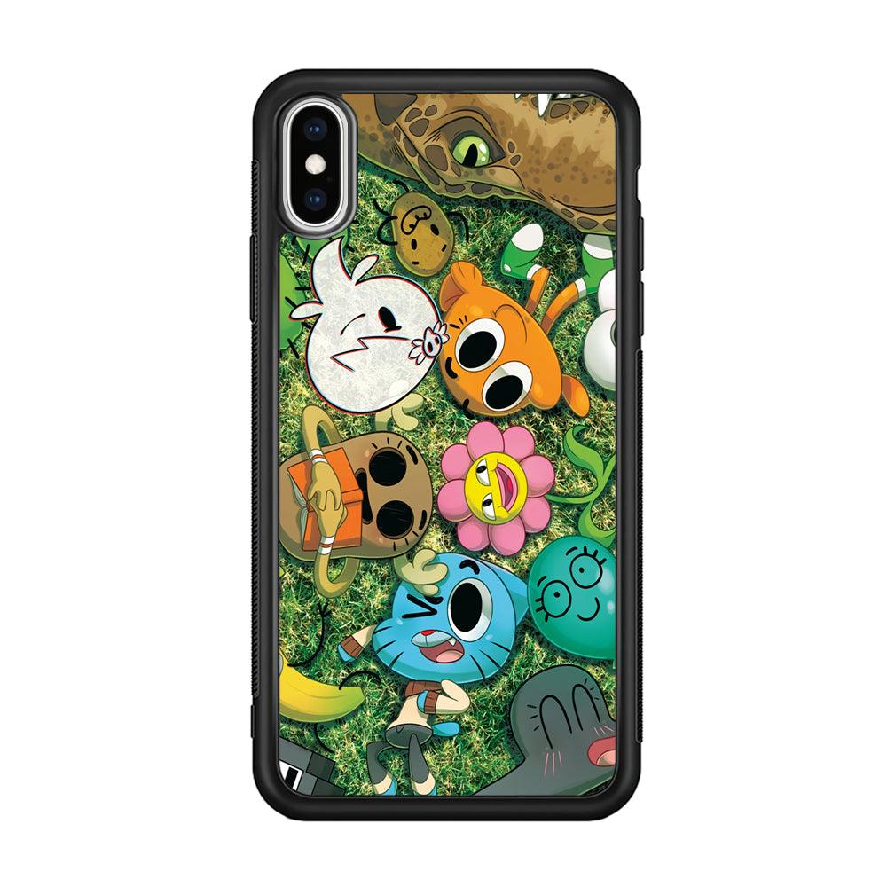 Gumball Take a Rest on Grass iPhone XS Case-Rubber Black (2D Case)-Oxvistore