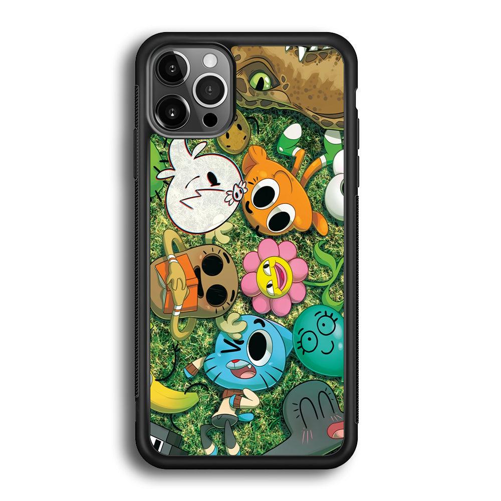 Gumball Take a Rest on Grass iPhone 12 Pro Case-Rubber Black (2D Case)-Oxvistore