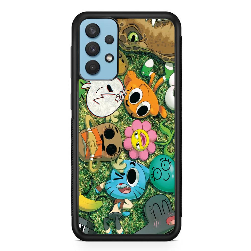 Gumball Take a Rest on Grass Samsung Galaxy A32 Case-Rubber Black (2D Case)-Oxvistore