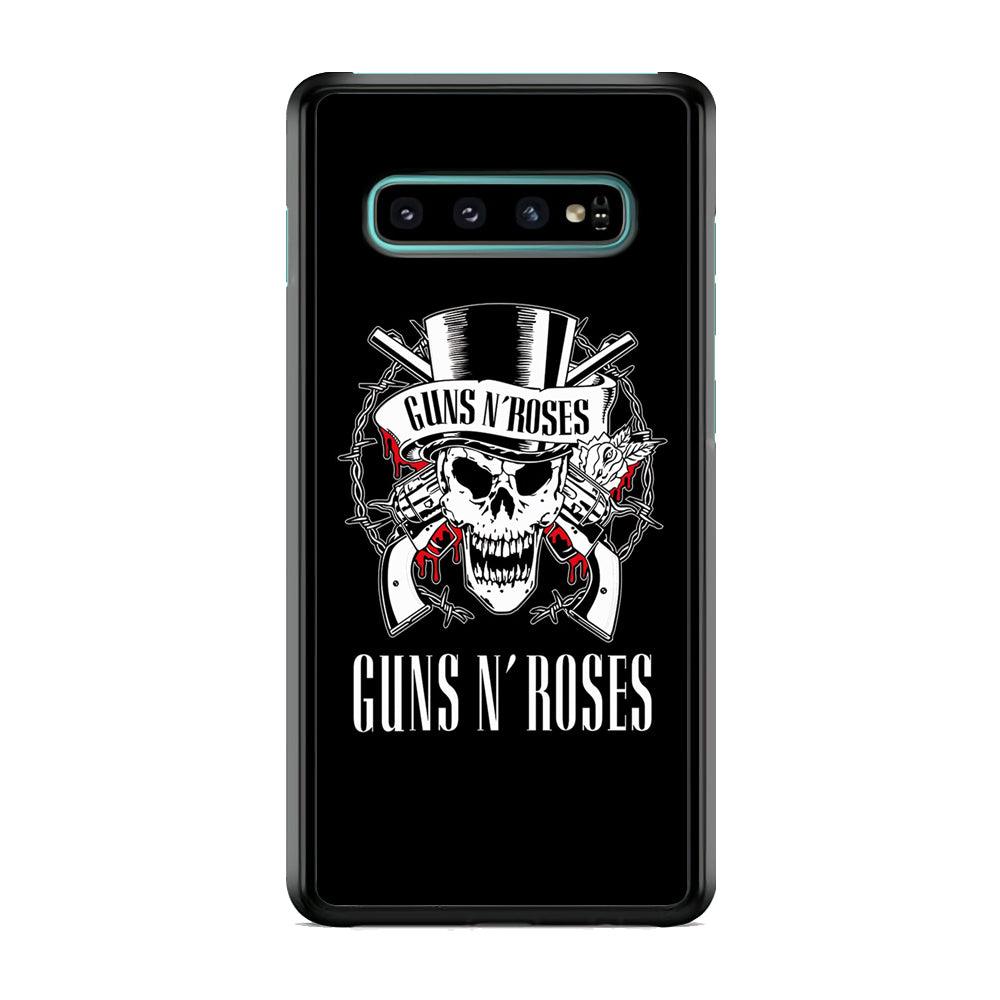 Gun N Roses White Skull Samsung Galaxy S10 Plus Case-Rubber White (2D Case)-Oxvistore