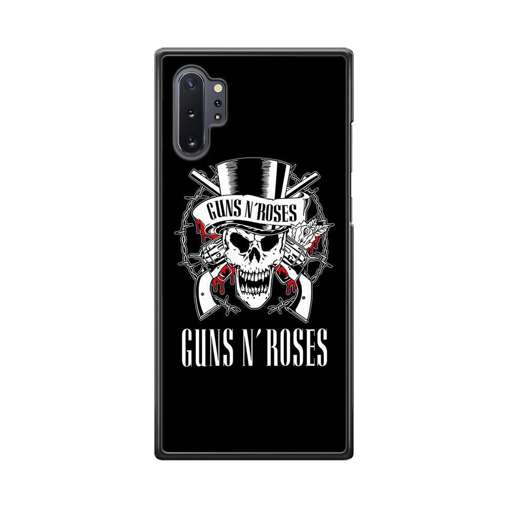 Gun N Roses White Skull Samsung Galaxy Note 10 Plus Case-Rubber Black (2D Case)-Oxvistore