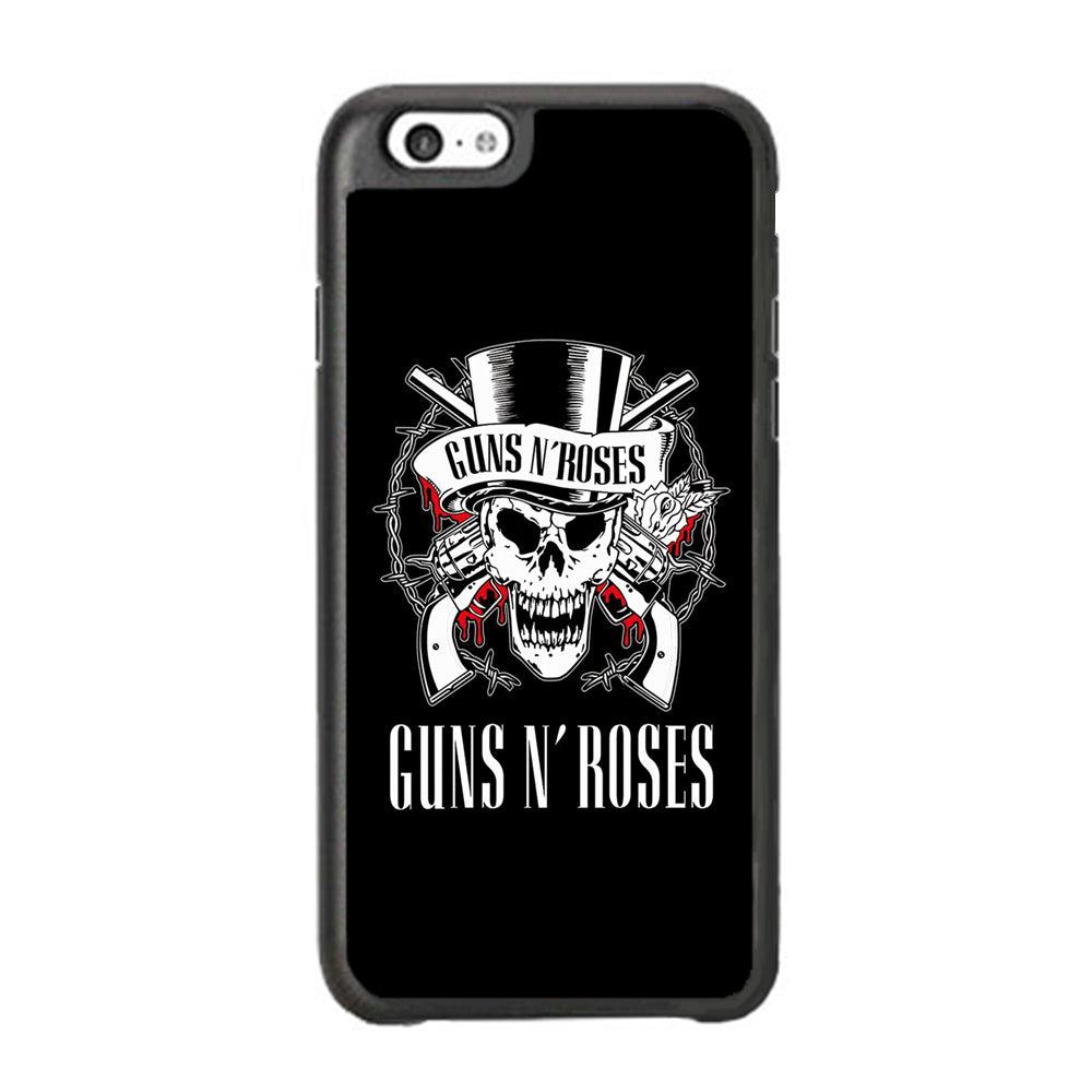 Gun N Roses White Skull iPhone 6 Plus | 6s Plus Case-Rubber Black (2D Case)-Oxvistore