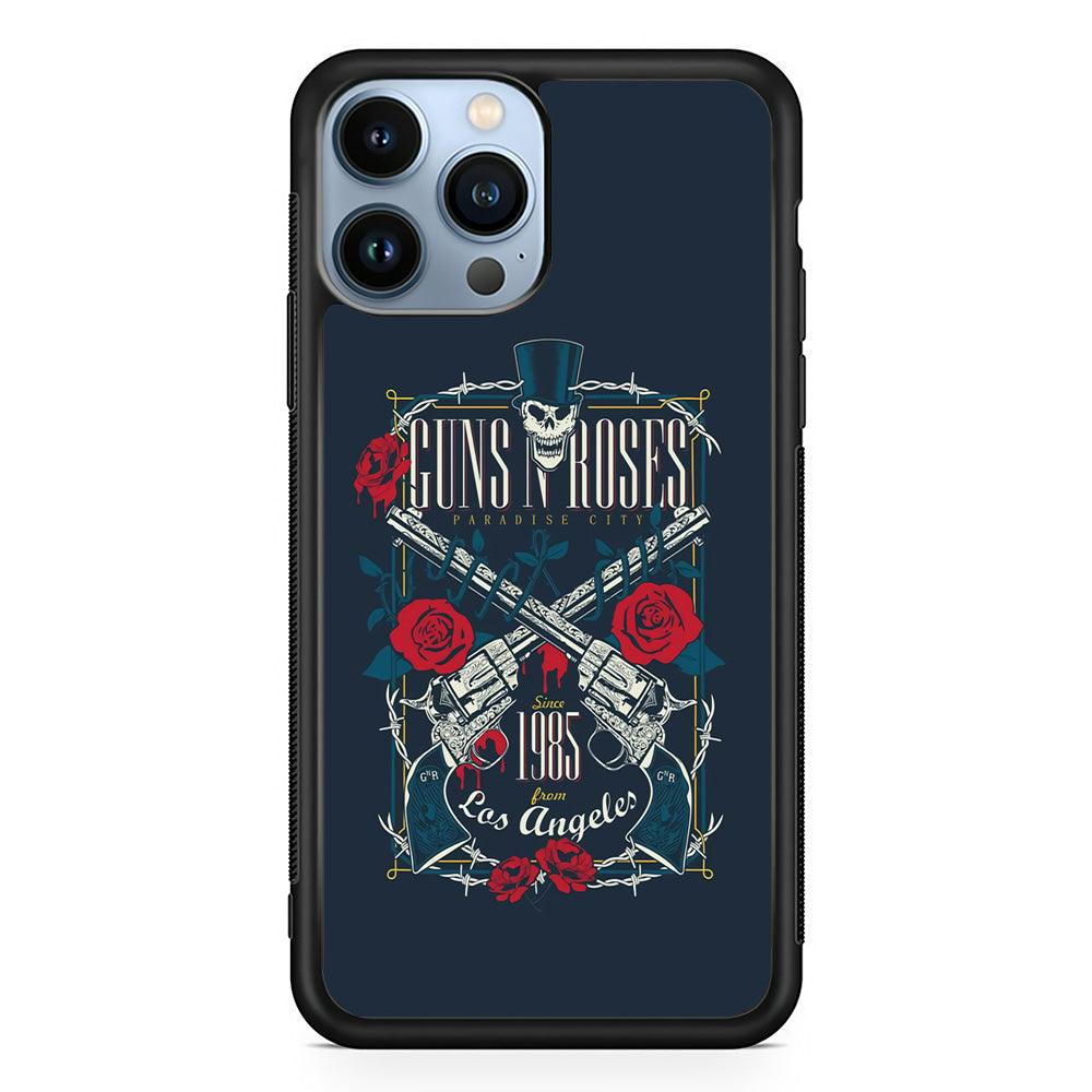 Gun's N Roses Paradise City iPhone 14 Pro Max Case-Rubber Black (2D Case)-Oxvistore