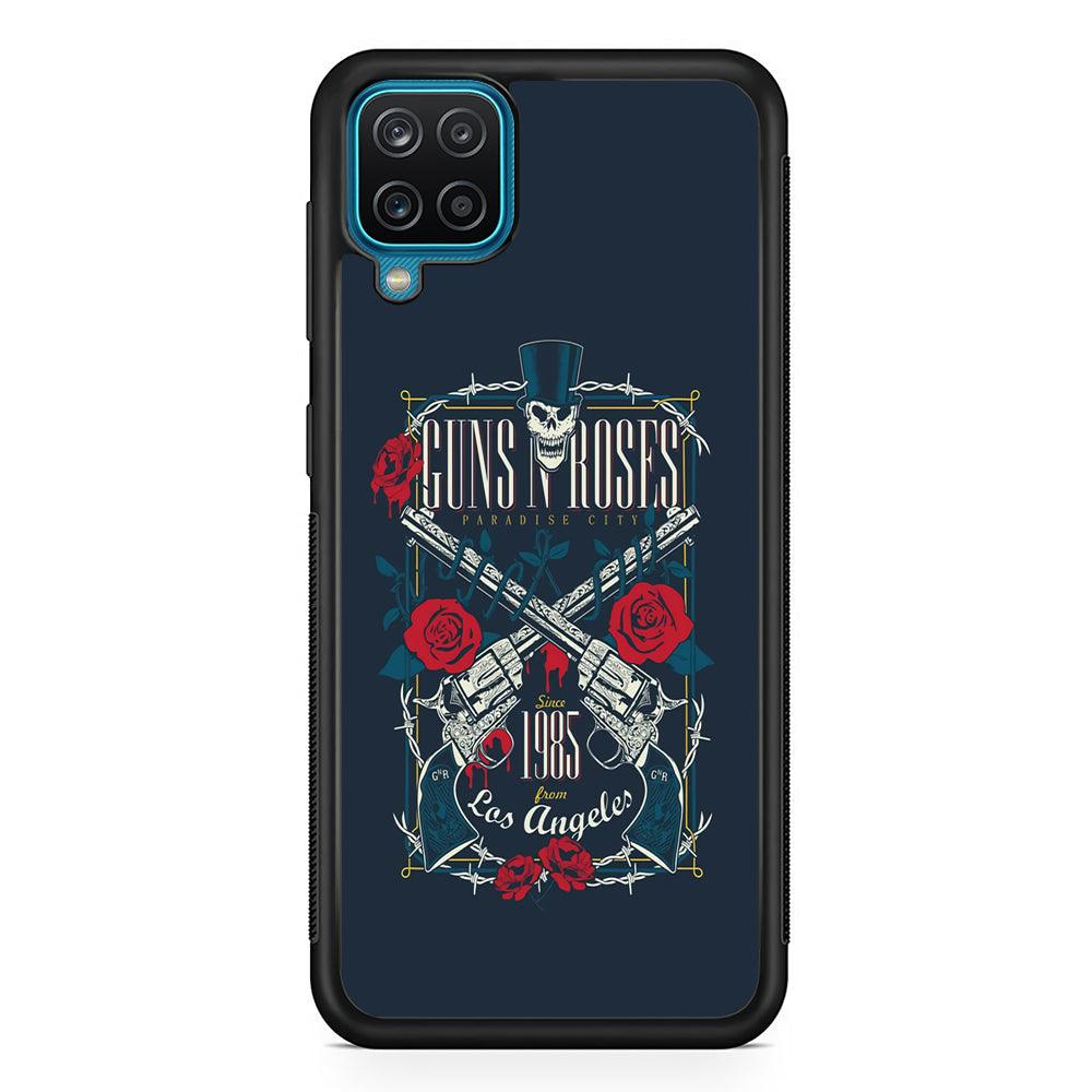 Gun's N Roses Paradise City Samsung Galaxy A12 Case-Rubber Black (2D Case)-Oxvistore