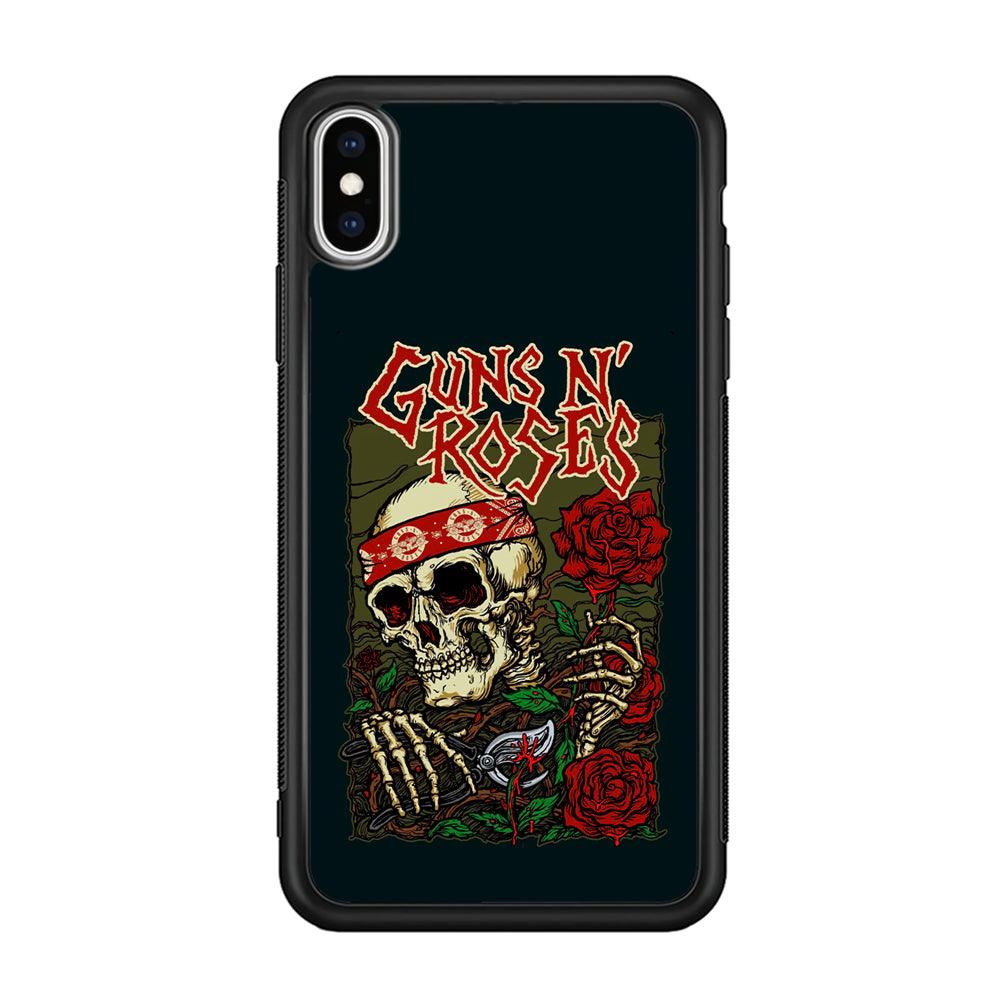 Gun's N Roses The Portland Show iPhone XS Case-Rubber Black (2D Case)-Oxvistore