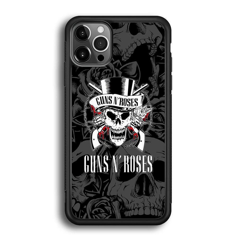 Gun's N Roses Pile of Skulls iPhone 12 Pro Max Case-Rubber Black (2D Case)-Oxvistore