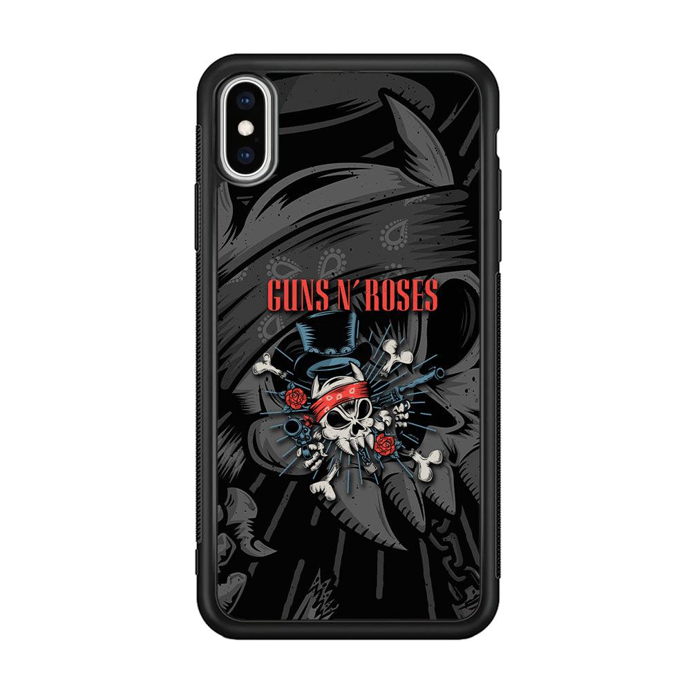 Guns N Roses Red Headkerchief iPhone XS Case-Rubber Black (2D Case)-Oxvistore