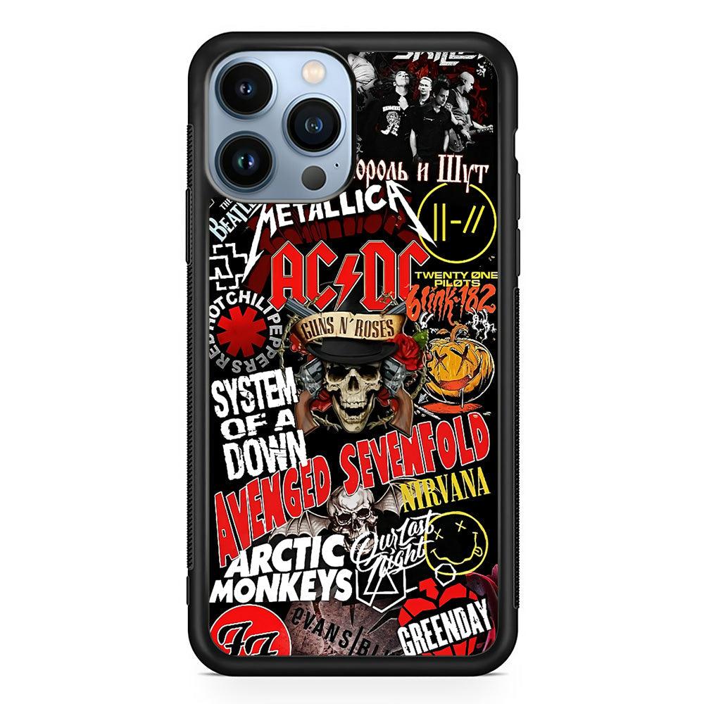 Guns N Roses Rock Star Assembly Point iPhone 14 Pro Max Case-Rubber Black (2D Case)-Oxvistore