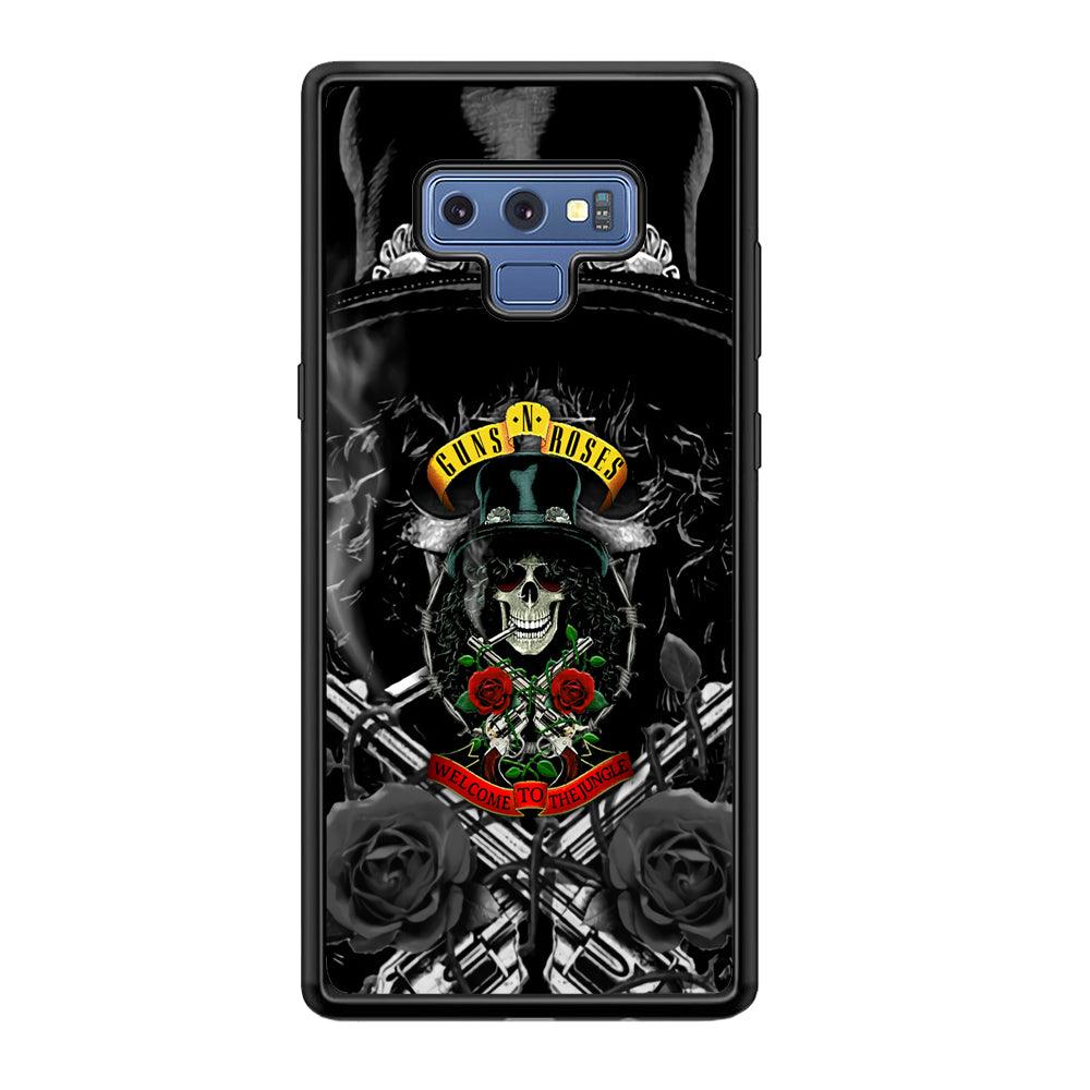 Guns N Roses Smiling Smoker Skull Samsung Galaxy Note 9 Case-Rubber Black (2D Case)-Oxvistore