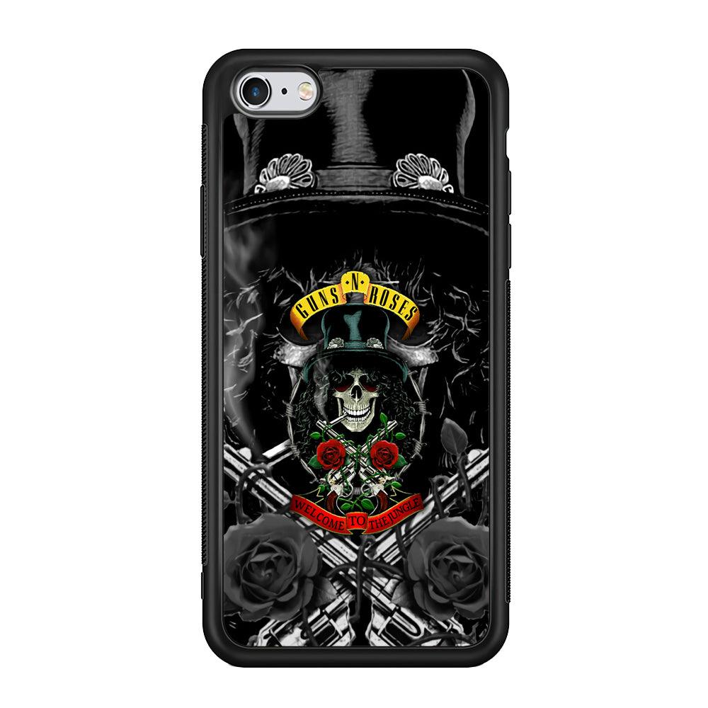 Guns N Roses Smiling Smoker Skull iPhone 6 Plus | 6s Plus Case-Rubber Black (2D Case)-Oxvistore