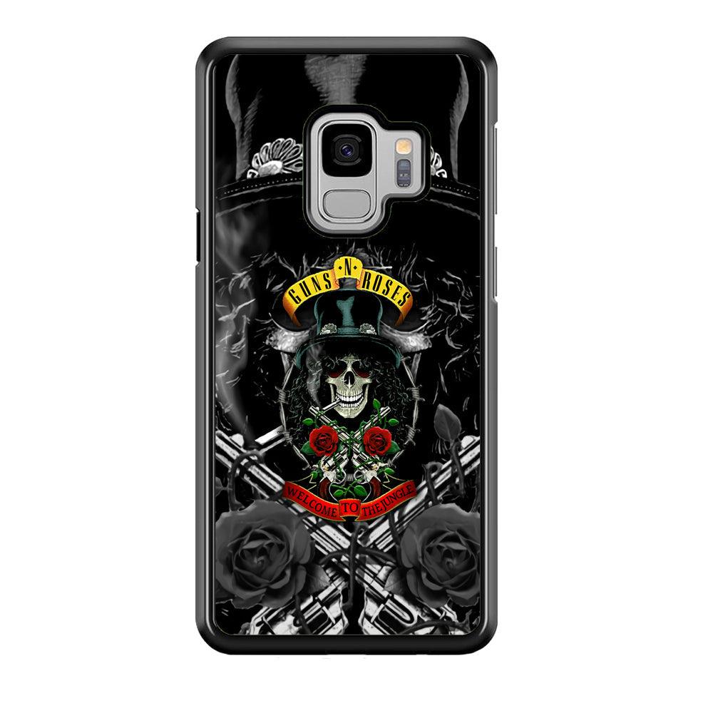 Guns N Roses Smiling Smoker Skull Samsung Galaxy S9 Case-Rubber Black (2D Case)-Oxvistore