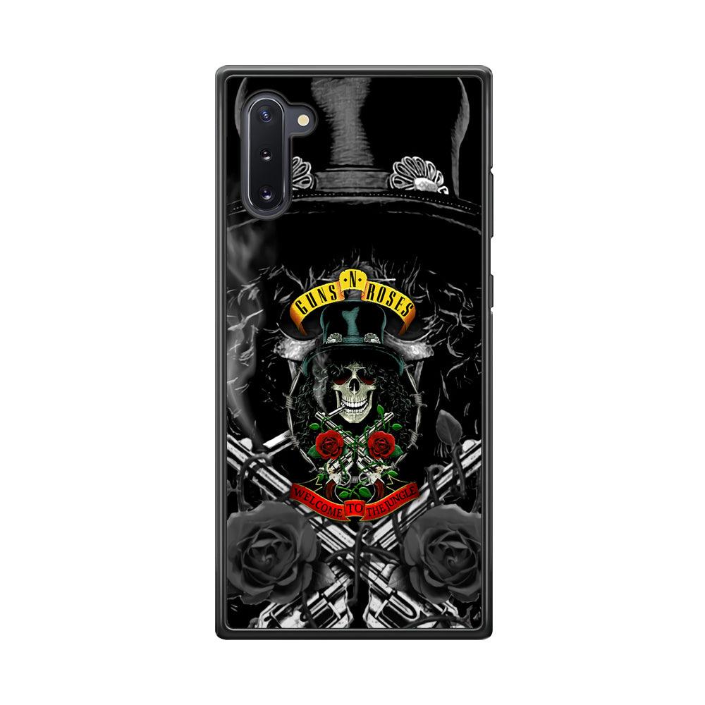 Guns N Roses Smiling Smoker Skull Samsung Galaxy Note 10 Case-Rubber Black (2D Case)-Oxvistore