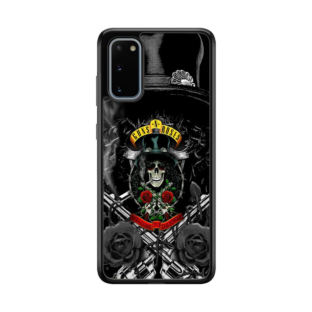Guns N Roses Smiling Smoker Skull Samsung Galaxy S20 Case-Rubber Black (2D Case)-Oxvistore