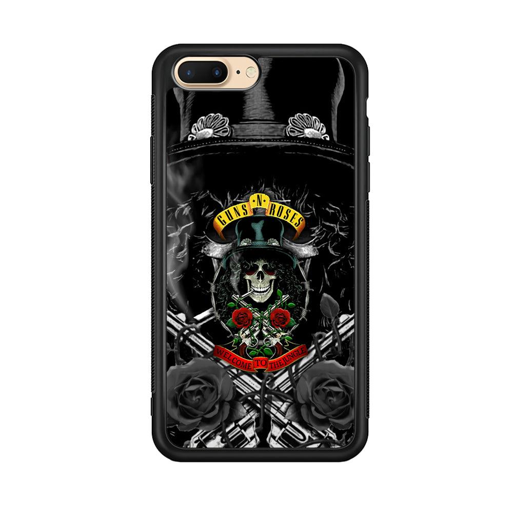 Guns N Roses Smiling Smoker Skull iPhone 7 Plus Case-Rubber Black (2D Case)-Oxvistore