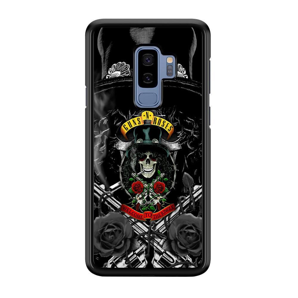 Guns N Roses Smiling Smoker Skull Samsung Galaxy S9 Plus Case-Rubber Black (2D Case)-Oxvistore