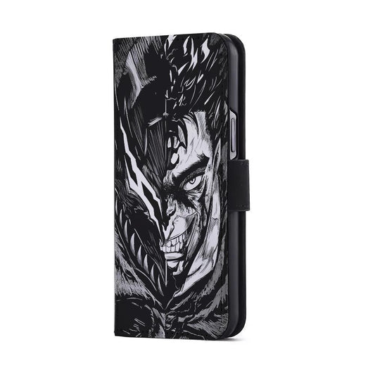 Guts Berserk Black Swordsman Flip Wallet Phone Case-Oxvistore