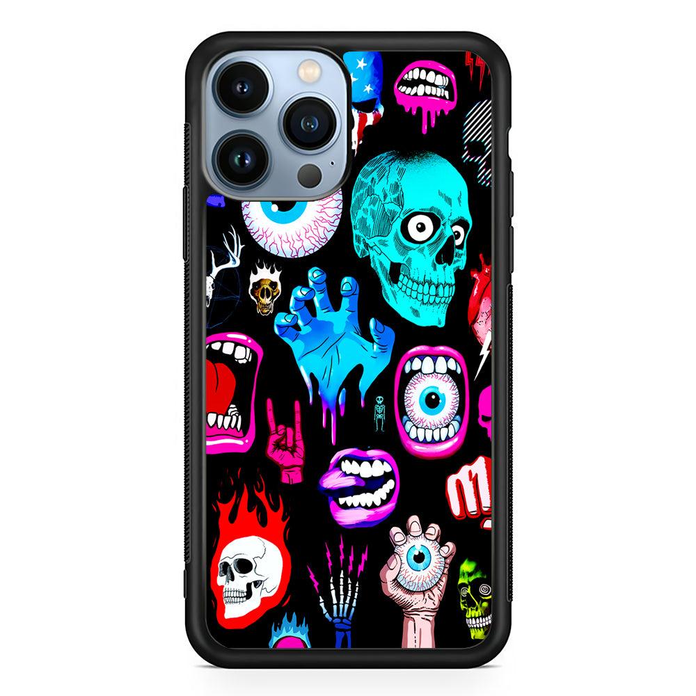 Hand Drawn Halloween Doodles 2D Rubber Phone Case-Black-Oxvistore