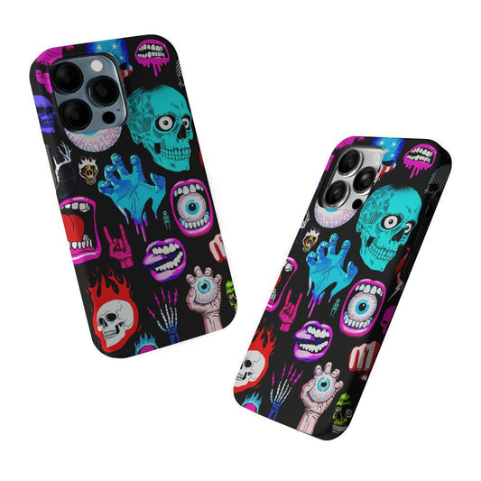 Hand Drawn Halloween Doodles 2 in 1 Tough Phone Case-Oxvistore