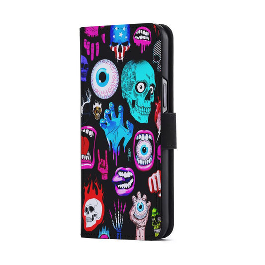 Hand Drawn Halloween Doodles Flip Wallet Phone Case-Oxvistore