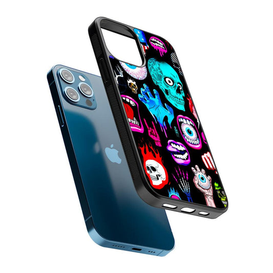Hand Drawn Halloween Doodles 2D Rubber Phone Case-Oxvistore