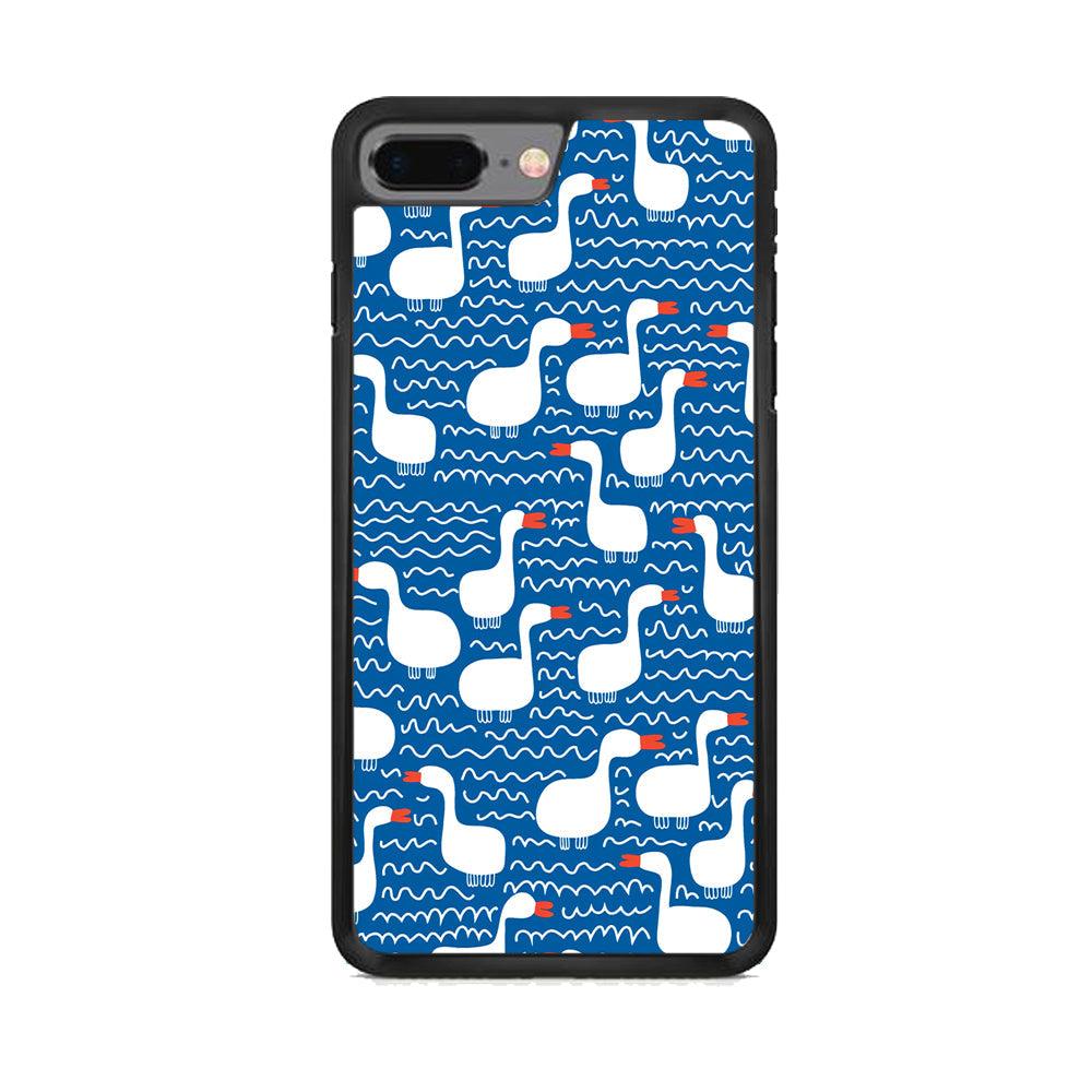 Hand Draw Swan Patern iPhone 7 Plus Case-Rubber Black (2D Case)-Oxvistore