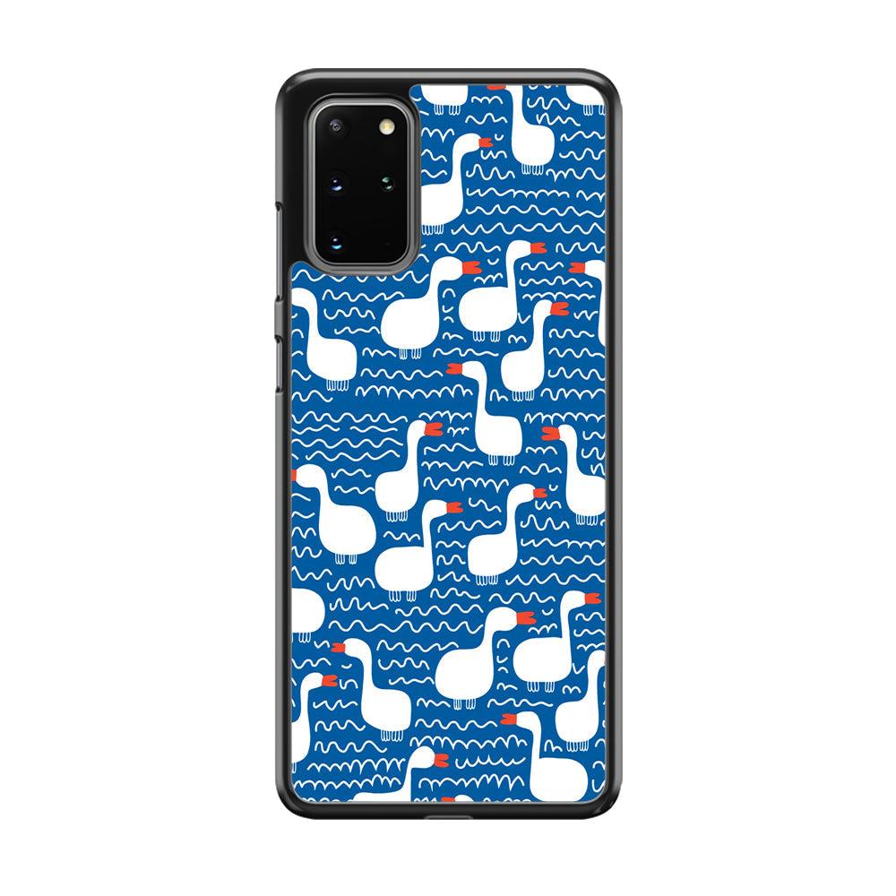 Hand Draw Swan Patern Samsung Galaxy S20 Plus Case-Rubber Black (2D Case)-Oxvistore